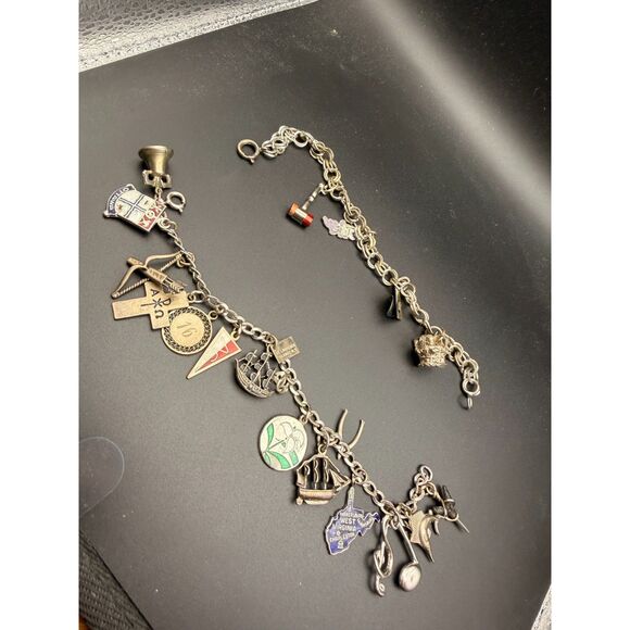 Lot of Two Vintage Sterling Charm Bracelets - Picture 1 of 14